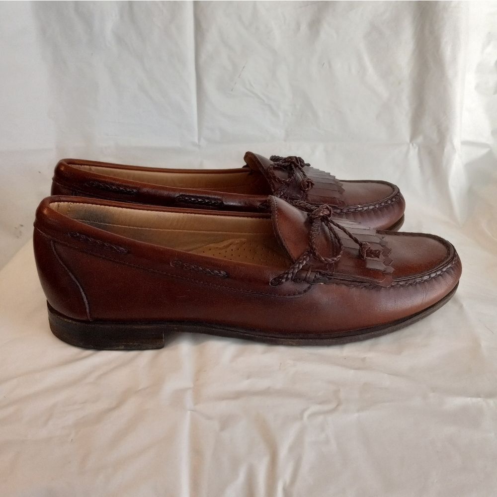 Allen Edmonds Woodstock 26052 Brown Leather Braided String Loafers Shoes…